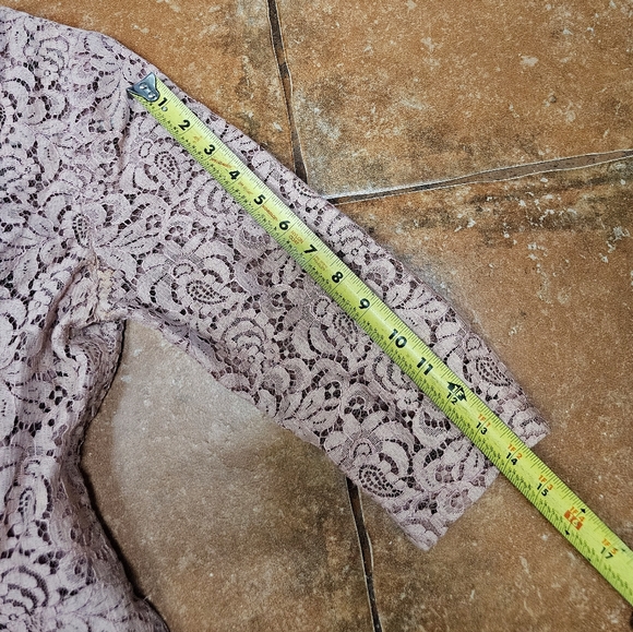 Blush Pink Floral Lace Ruffle Bell 3/4 Sleeve - Picture 12 of 12